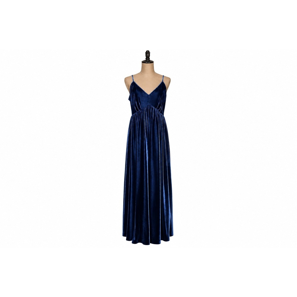 Chelsea28 Velvet Maxi Dress Womens‎ Large Navy Night NWT Empire Waist Pleated